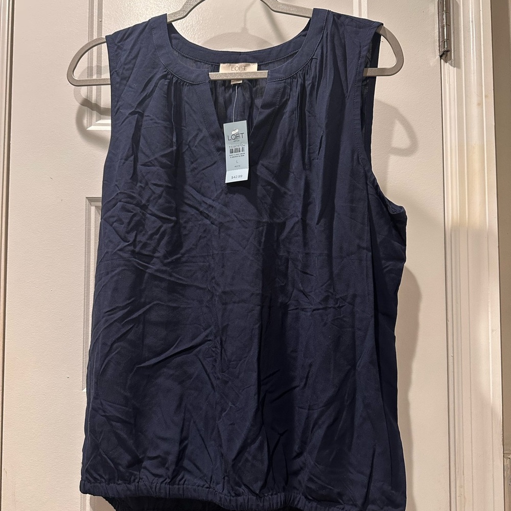 LOFT Outlet Dark Blue Sleeveless Tank Top